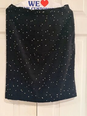 Black Beaded Skirt with Dot Accents